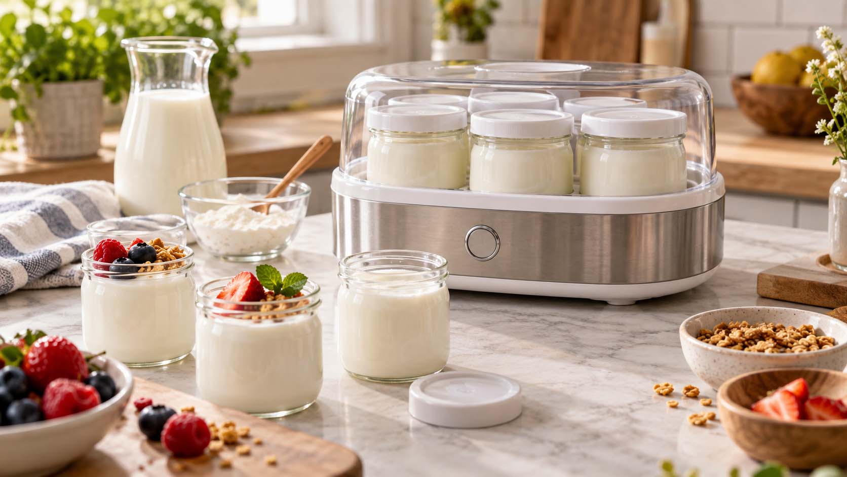 aparat za jogurt, pravljenje jogurta, fermentacija mleka, bakterijske kulture, temperatura fermentacije, mlečna kiselina, starter kultura, grejni element, senzor temperature