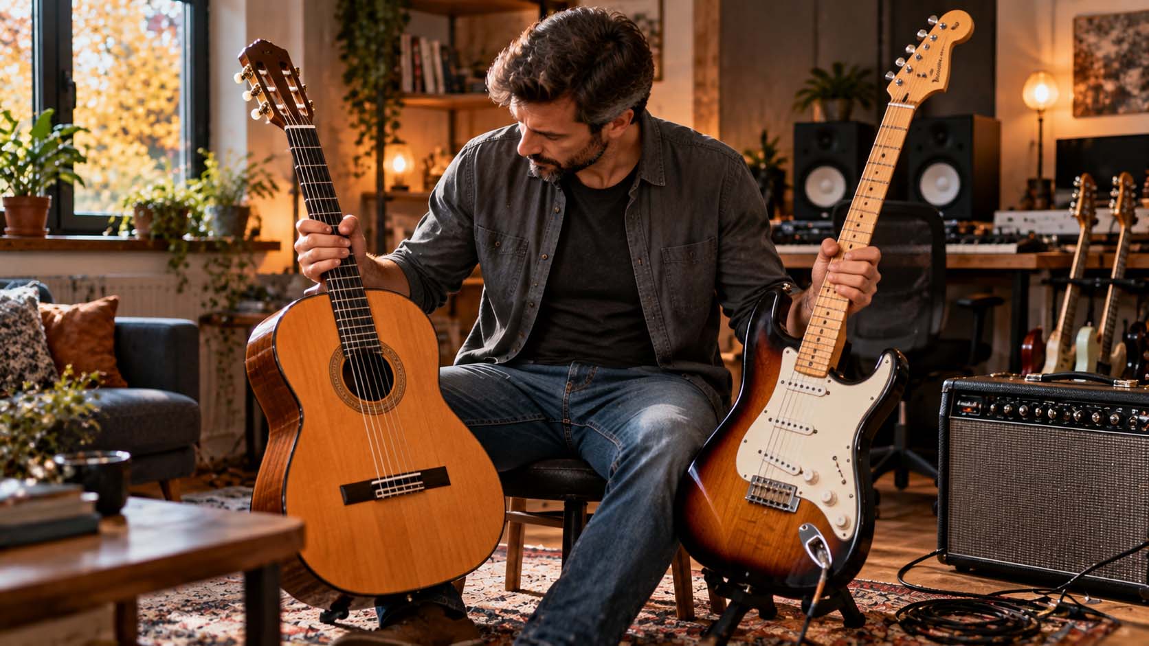 klasična gitara, električna gitara, zvuk gitare, način sviranja, najlonske žice, metalne žice, pikap, pojačalo, tehnika sviranja, ton