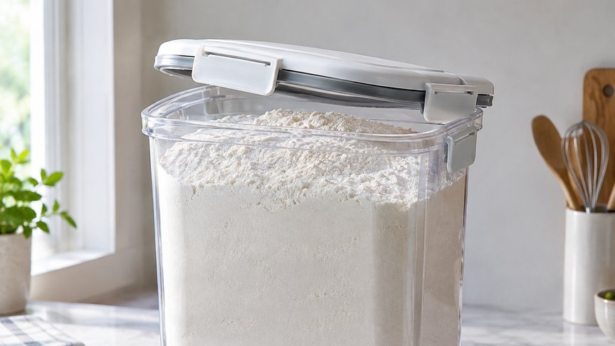 posuda za brašno, brašno, poklopac, materijal, zapremina, kuhinja, kulijana, kulijanars